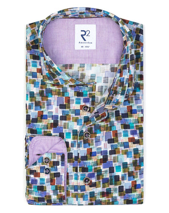 Chemise en stretch imprimé valise 073 - Multicolour