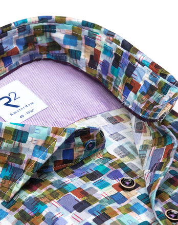 Chemise en stretch imprimé valise 073 - Multicolour