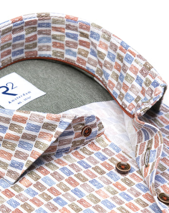 Chemise en coton dobby imprimé valise 004 - White