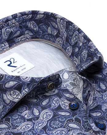 Chemise en stretch à imprimé cachemire 010 - Navy