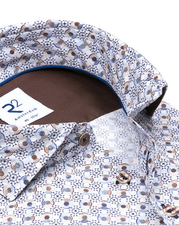 Chemise en Tencel imprimée roues 014 - Blue