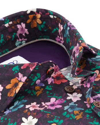 Floral print cotton shirt 073 - Multicolour