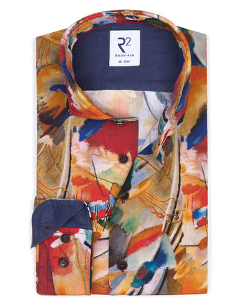 Chemise en coton imprimé peinture 073 - Multicolour