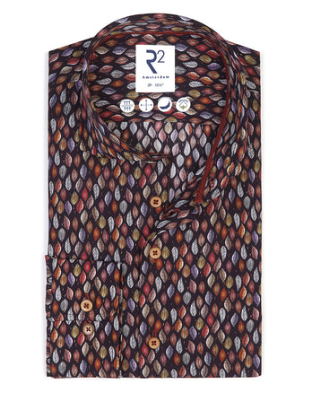Leaf print Tencel shirt 073 - Multicolour