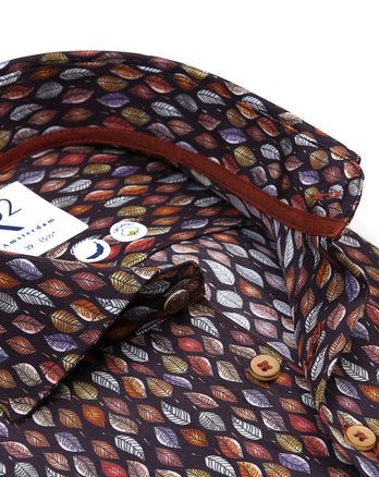 Leaf print Tencel shirt 073 - Multicolour