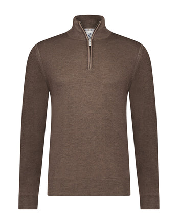 Cardigan zippé 100% laine mérinos 041 - Brown