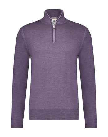 100% merino wollen trui met rits 064 - Purple
