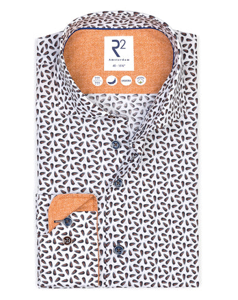 Katoenen overhemd met benzinetankprint 004 - White