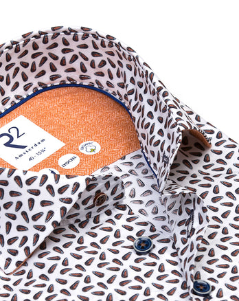 Katoenen overhemd met benzinetankprint 004 - White