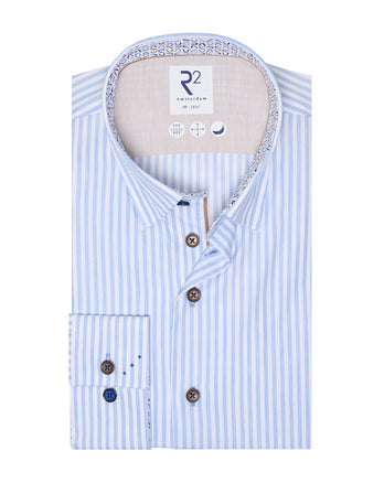 Gestreiftes Baumwollhemd 018 - Light blue