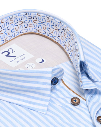 Gestreiftes Baumwollhemd 018 - Light blue