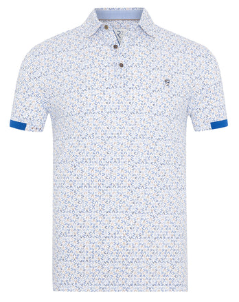 E-bike lampenprint gemerceriseerd piqué katoenen polo 014 - Blue