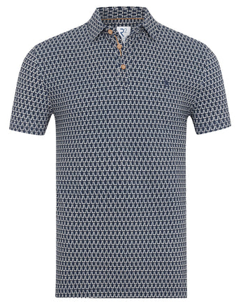 E-Bike-Lampen-Print Piqué-Poloshirt 010 - Navy