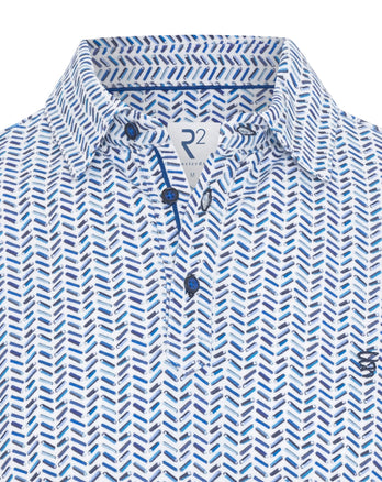 Polo piqué imprimé batterie E-bike 014 - Blue