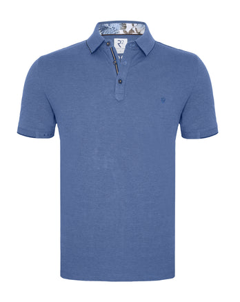 Melange-Piqué Poloshirt 014 - Blue
