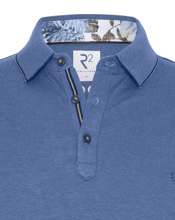 Melange-Piqué Poloshirt 014 - Blue