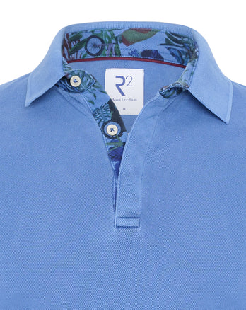 Polo en coton bio teinté dans la masse 012 - Cobalt