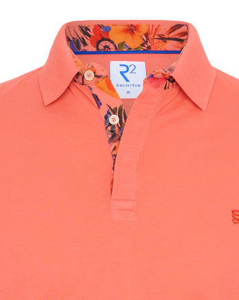 Polo en coton bio teinté dans la masse 095 - Orange