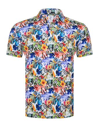 Polo en coton biologique à imprimé floral 073 - Multicolour