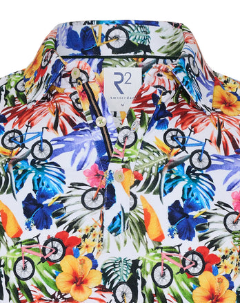 Polo en coton biologique à imprimé floral 073 - Multicolour