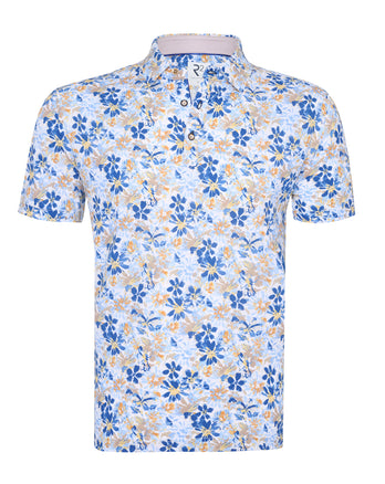 Travel polo bloemenprint 014 - Blue