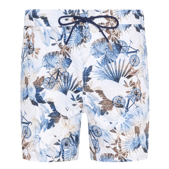 Floral bicycle print swim short 014 - Blue