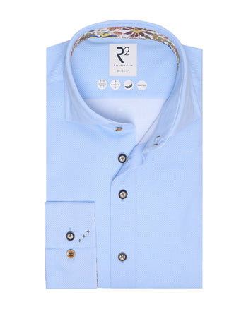 Travel shirt piqué 018 - Light blue