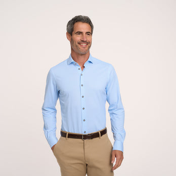 Travel shirt piqué 018 - Light blue
