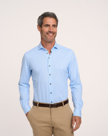 Travel shirt piqué 018 - Light blue