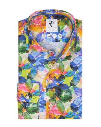 Blumendruck Leinenmischung Hemd 073 - Multicolour