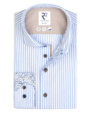 Gestreiftes Baumwollhemd 018 - Light blue