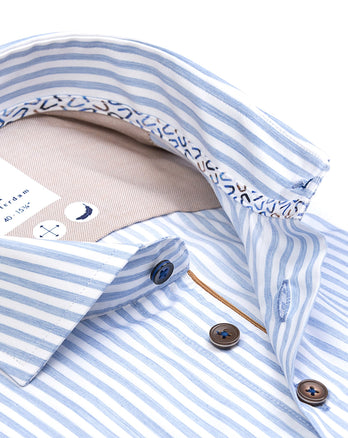 Gestreiftes Baumwollhemd 018 - Light blue