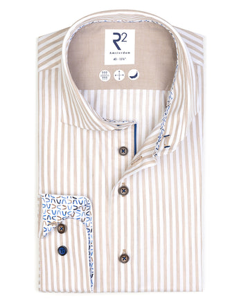 Gestreiftes Baumwollhemd 045 - Beige