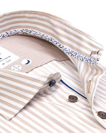 Gestreiftes Baumwollhemd 045 - Beige