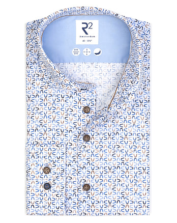 Chemise en coton imprimée lampes E-bike 014 - Blue