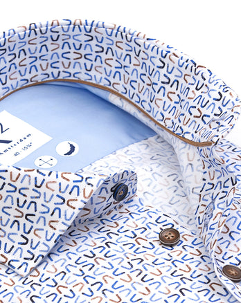 Chemise en coton imprimée lampes E-bike 014 - Blue