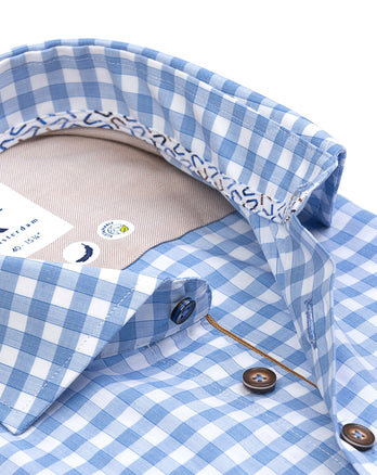 Chemise en mélange de tencel à carreaux 014 - Blue