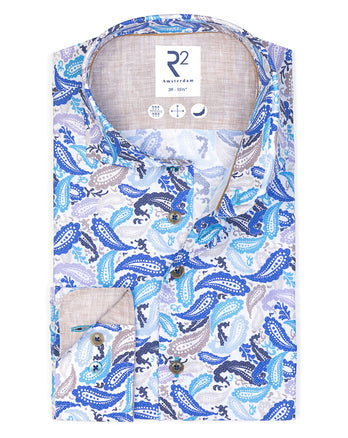 Paisleyprint katoenen overhemd 014 - Blue