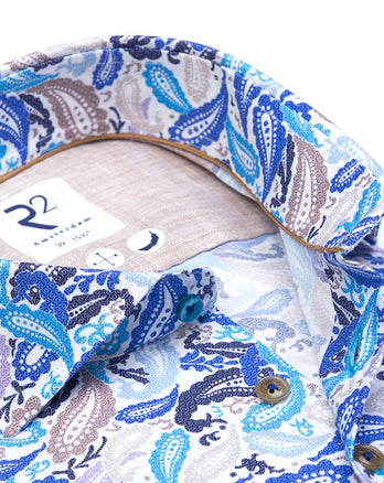 Paisleyprint katoenen overhemd 014 - Blue