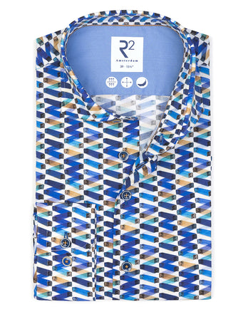 Chemise stretch imprimée batterie de vélo électrique 014 - Blue