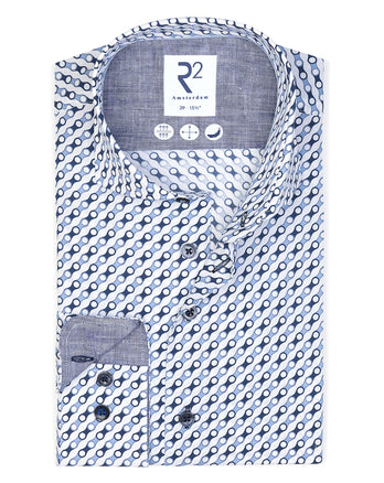 Chemise en coton imprimé chaîne de bicyclettes 014 - Blue