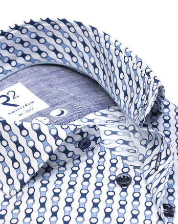 Chemise en coton imprimé chaîne de bicyclettes 014 - Blue