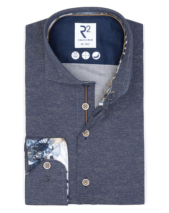 Chemise stretch imprimée Dobby-look 010 - Navy