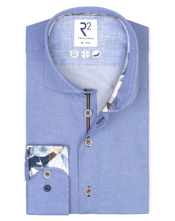 Chemise stretch imprimée Dobby-look 018 - Light blue