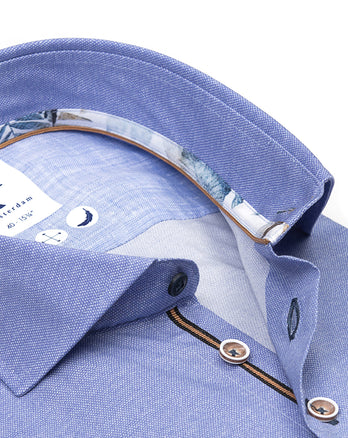 Chemise stretch imprimée Dobby-look 018 - Light blue