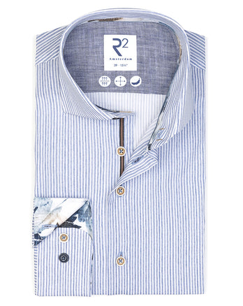 Chemise en stretch rayé 014 - Blue