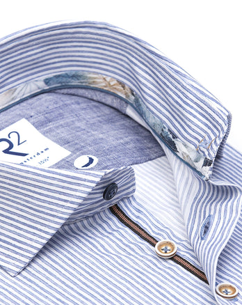 Chemise en stretch rayé 014 - Blue