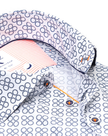 Fietskettingprint katoenen overhemd 010 - Navy