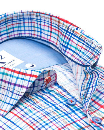 Multicolour ruit katoenen overhemd 073 - Multicolour