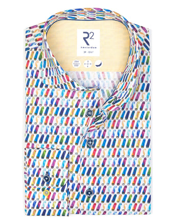 E-bike batterijprint stretch overhemd 073 - Multicolour